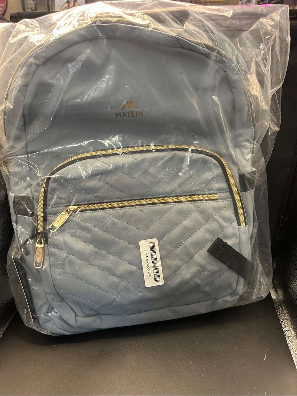 MATEIN Light Blue Quilted Laptop Backpack